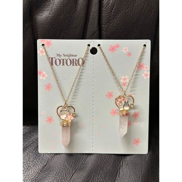 Studio Ghibli My Neighbor Totoro Sakura Crystal Best Friend Necklace Set